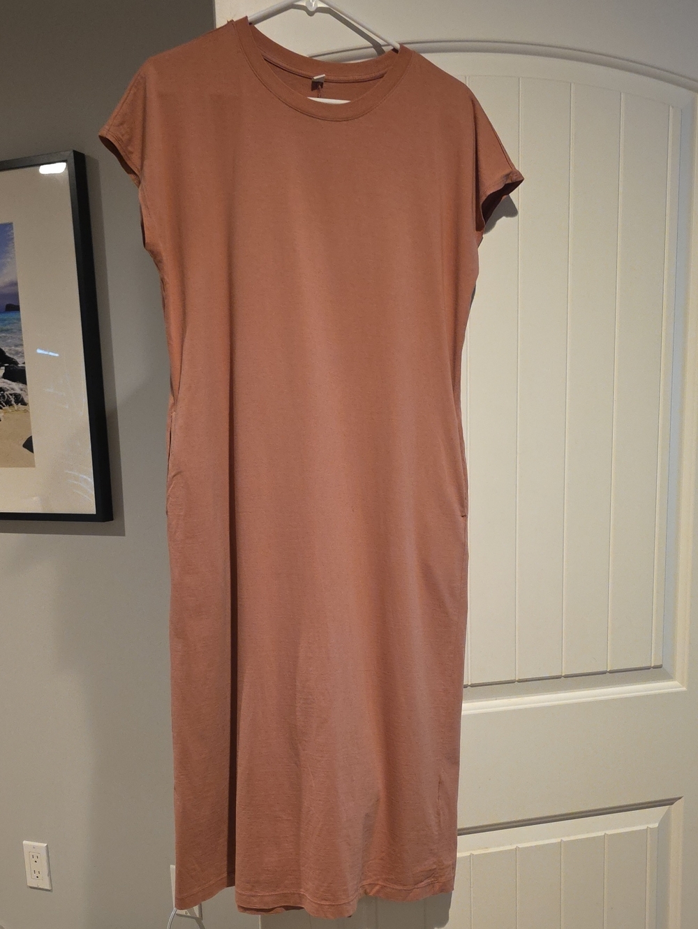 Uniqlo Short-Sleeve Crewneck T-Shirt Dress in Dusty Rose